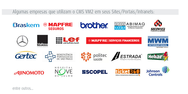 Algumas empresas que utilizam o CMS VM2